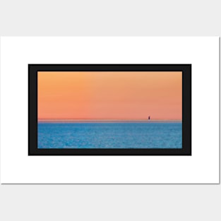 Abstract sunset with a lighthouse Posters and Art